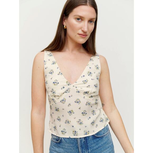 Reformation Vireo V-Neck Floral Print Top - S - Picture 1 of 7